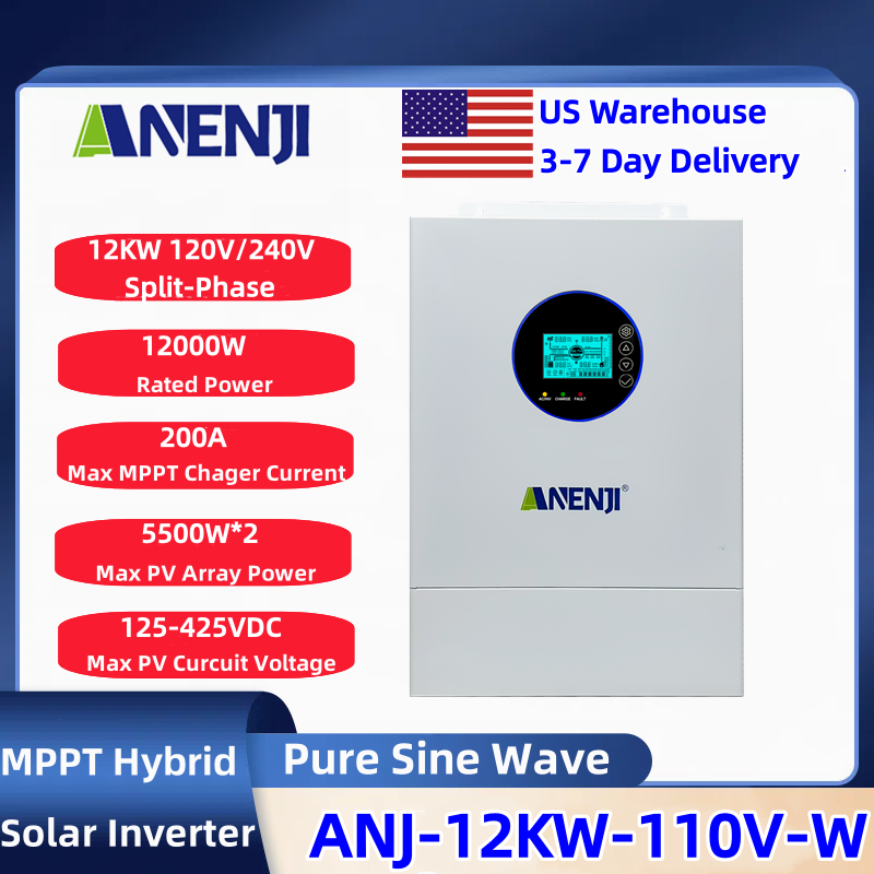 Charge Controller Solar - ANENJI Split-Phase 120V/240V 12KW Hybrid-Solarwechselrichter mit